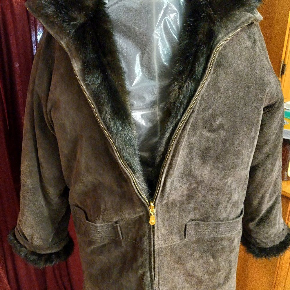 JLC Reversible Leather Faux Fur coat